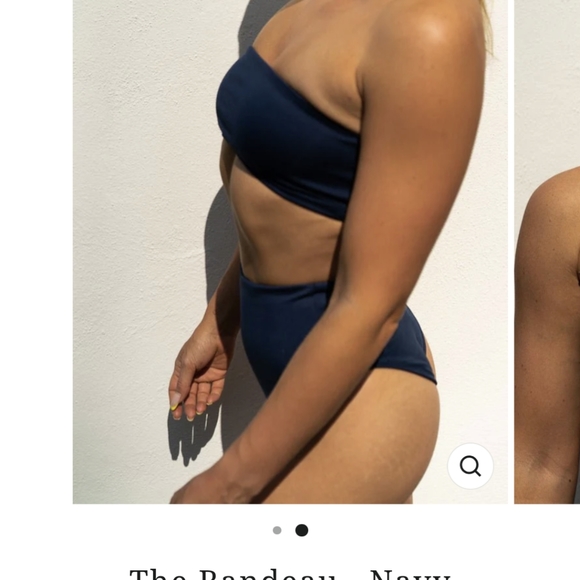 Londre Swimwear Navy Bandeau Top and High Leg Scrunch Bottom Bikini Set - Picture 4 of 8